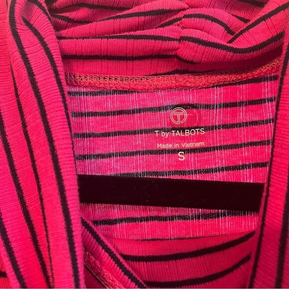 T By Talbots Pink And Navy Stripe‎ Turtle Neck Long Sleeve Size Small - Picture 7 of 8